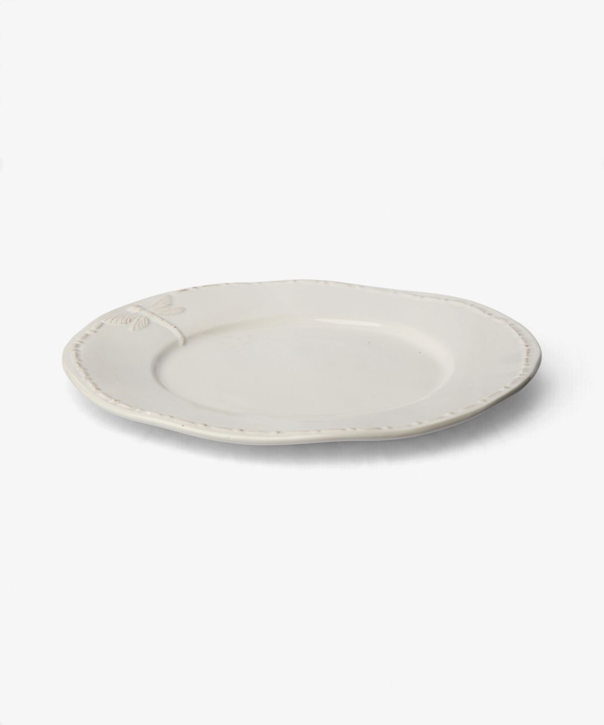 Dragonfly Stoneware White Dinner Plate
