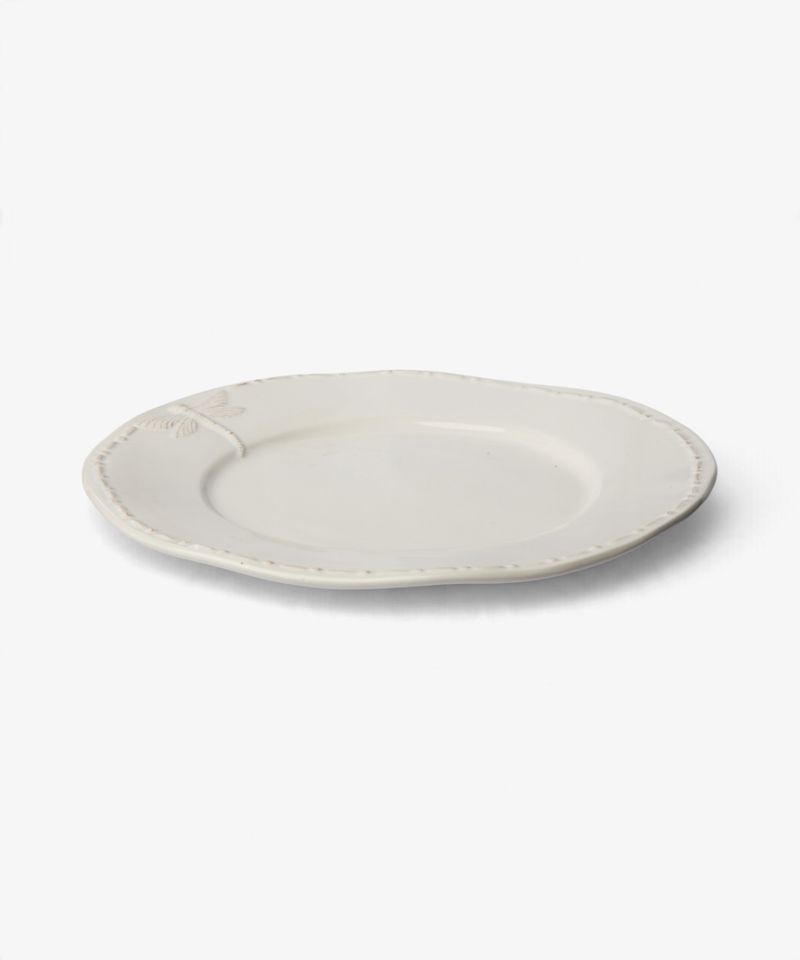 Dragonfly Stoneware White Dinner Plate