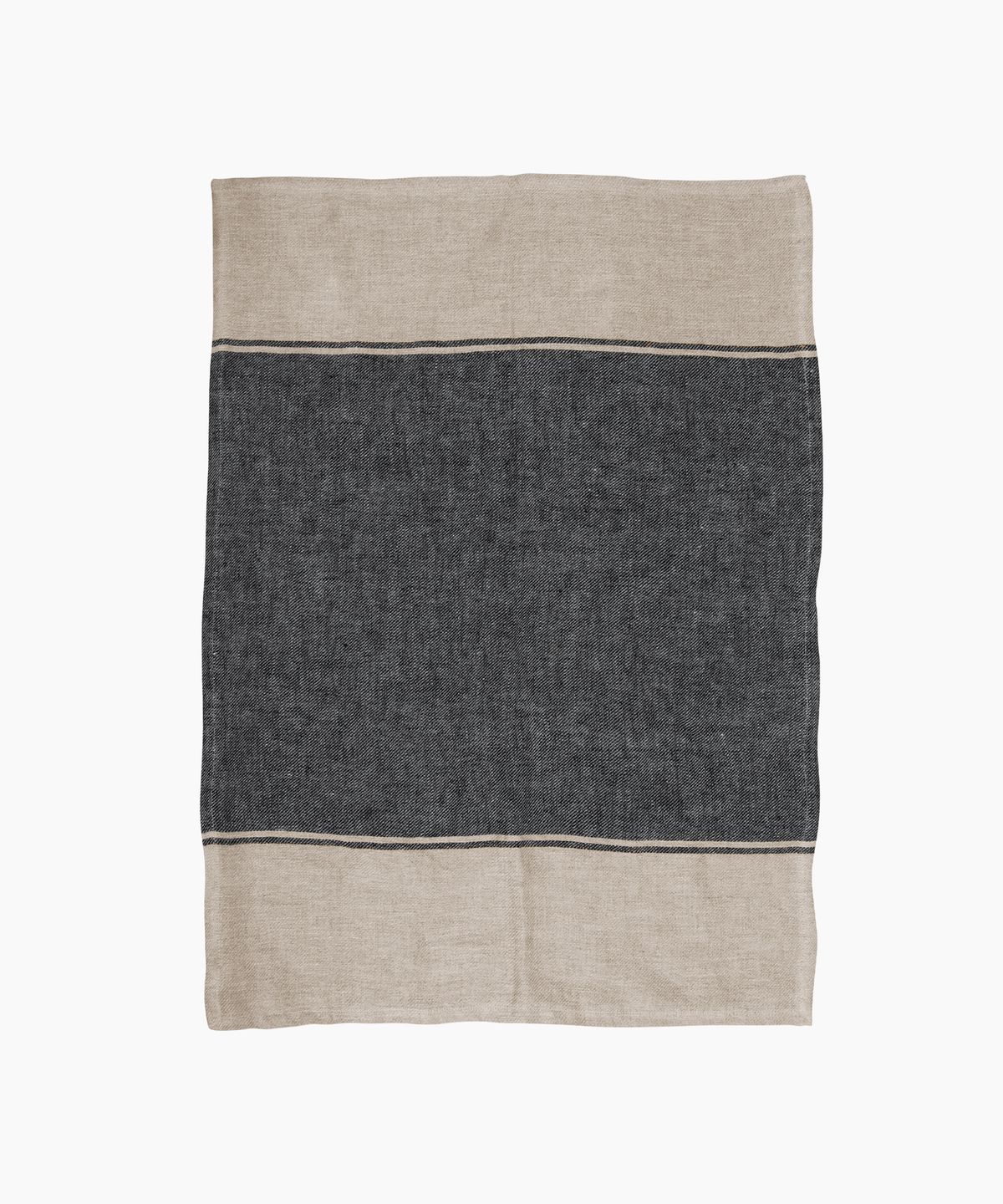 Twill Tea Towel Wide Charcoal Band