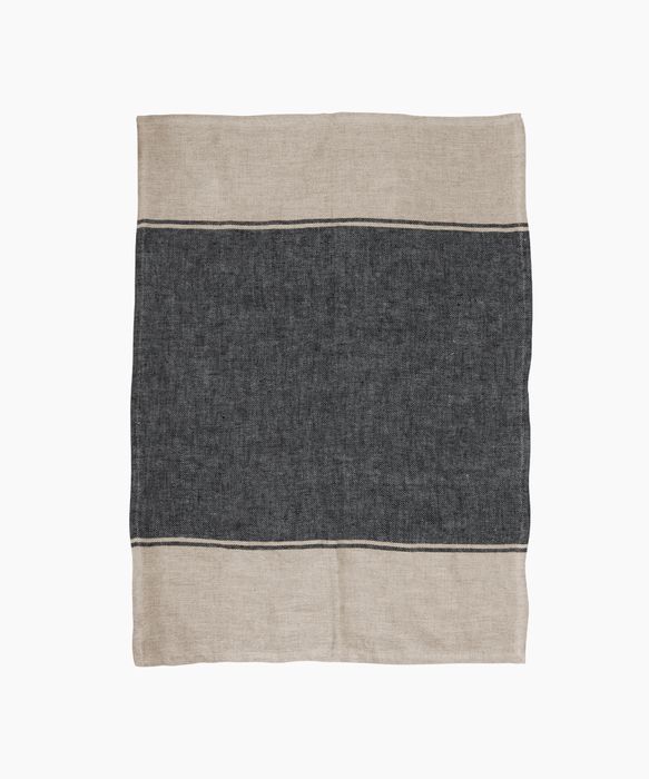 Twill Tea Towel Wide Charcoal Band