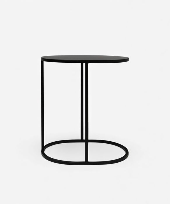 Oval Couch Side Table Black