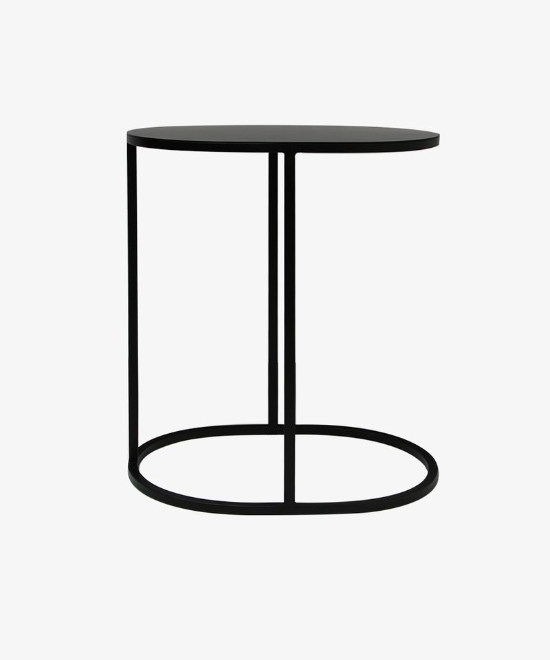 Oval Couch Side Table Black