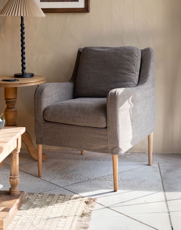 Henry Slip Cover Carver Chair Grey