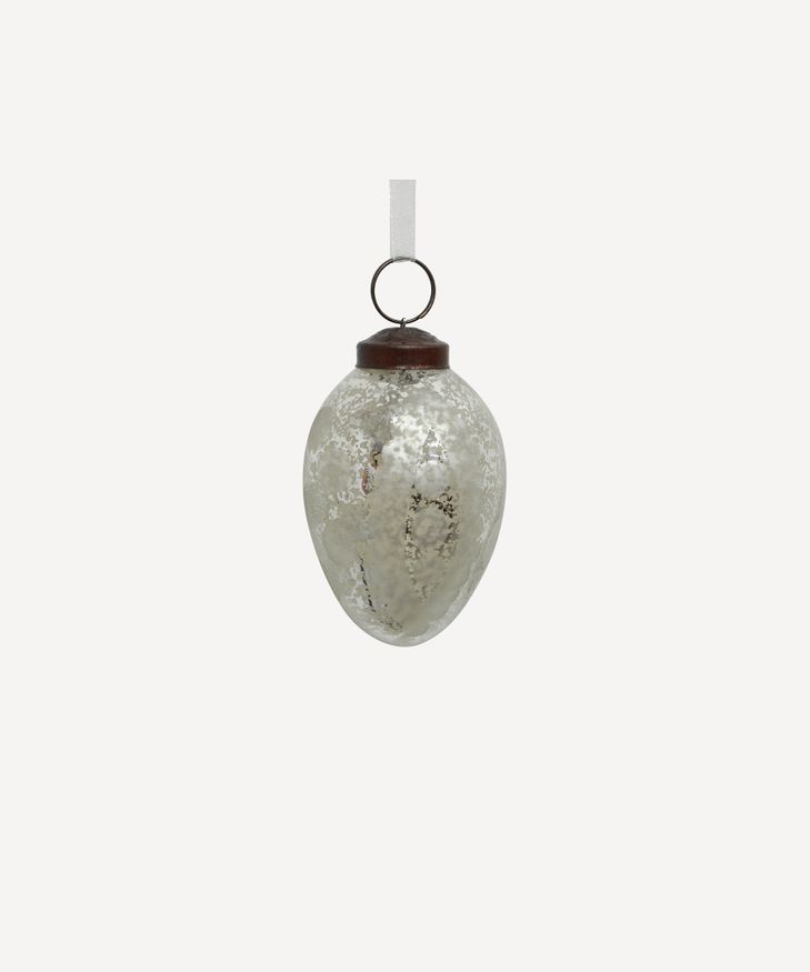 Sandblasted Ovate Bauble Silver