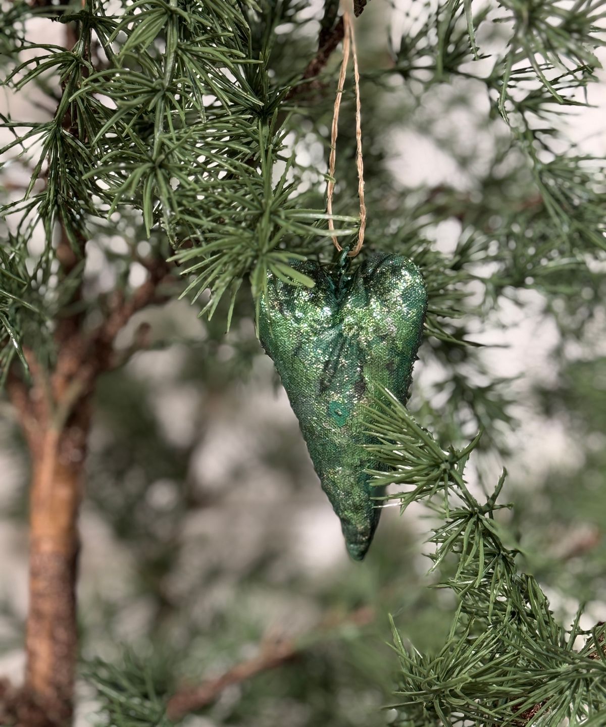 Canvas Heart Green Hanging Decoration