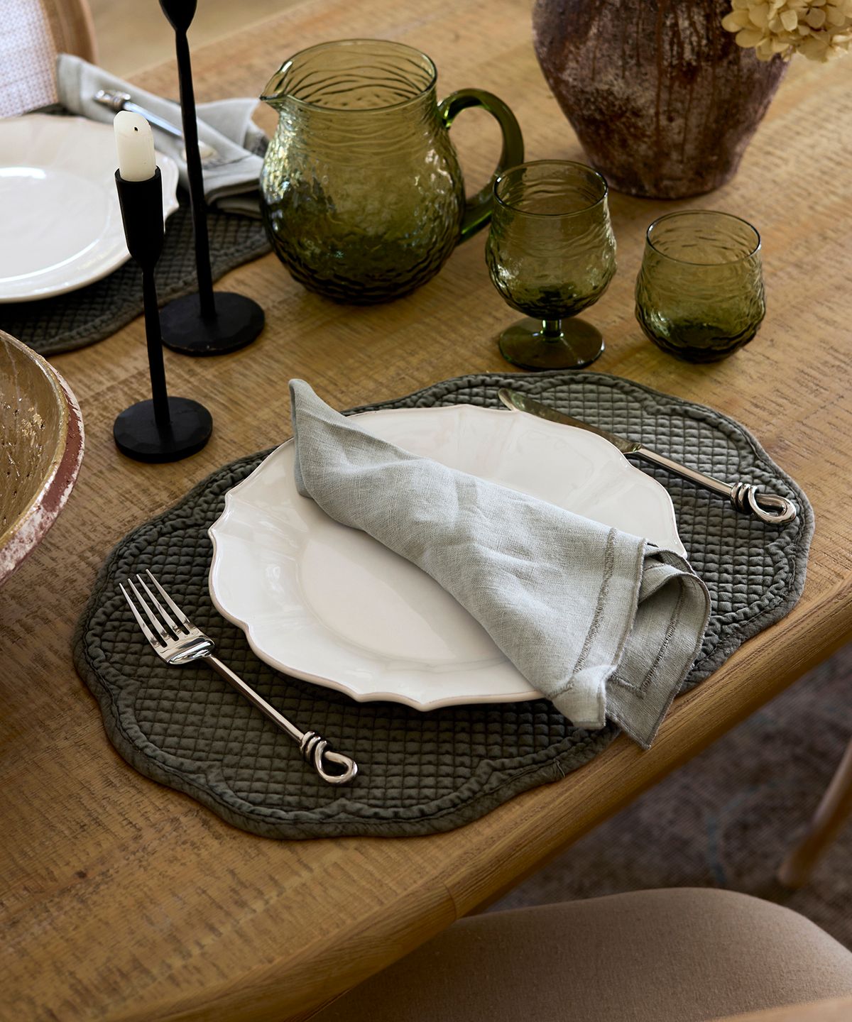 Rena Quilted Placemat Olive