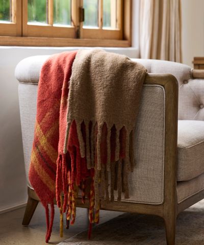 Paprika Plaid Tassel Throw