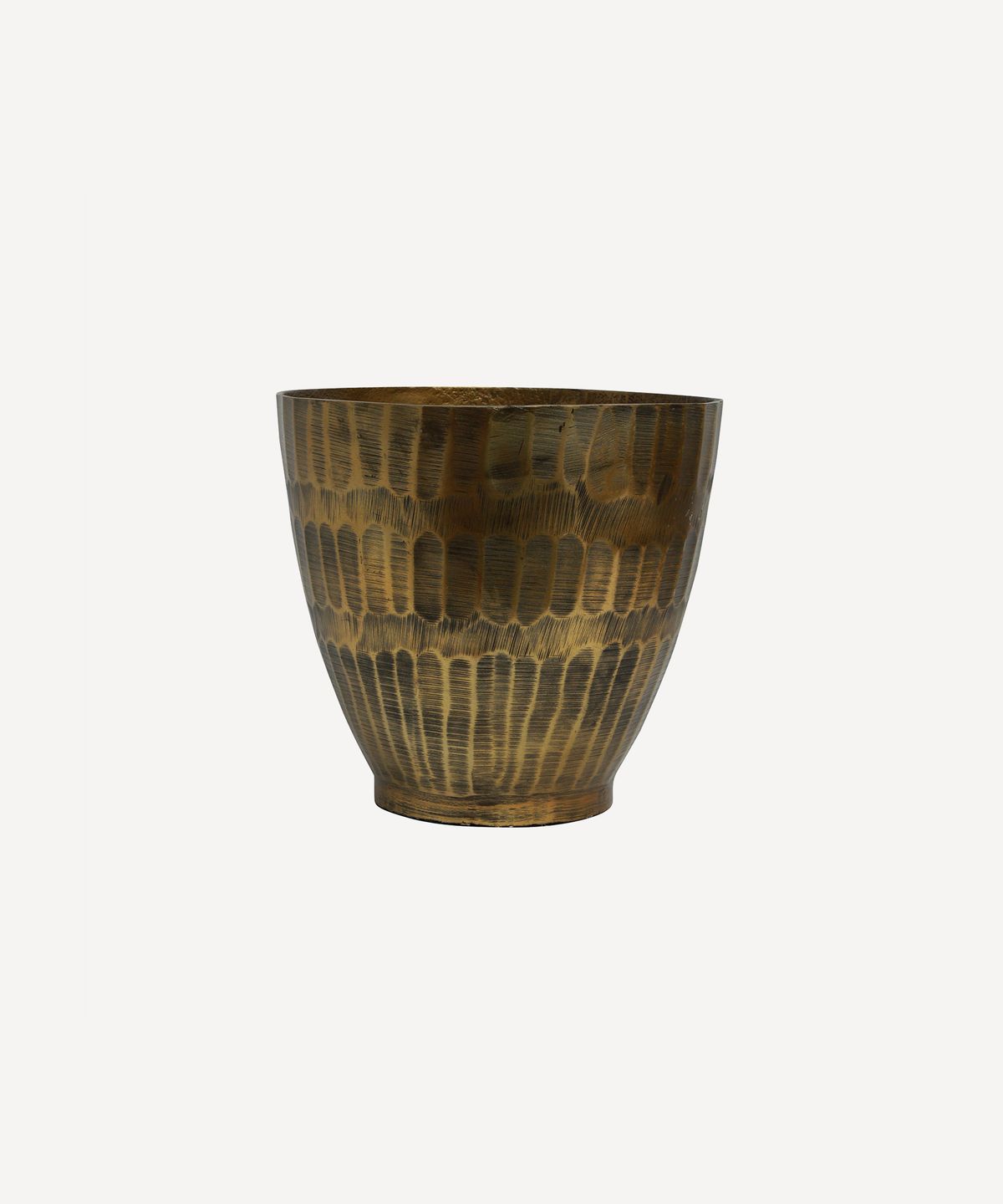 Hammered Stripe Brass Pot Small