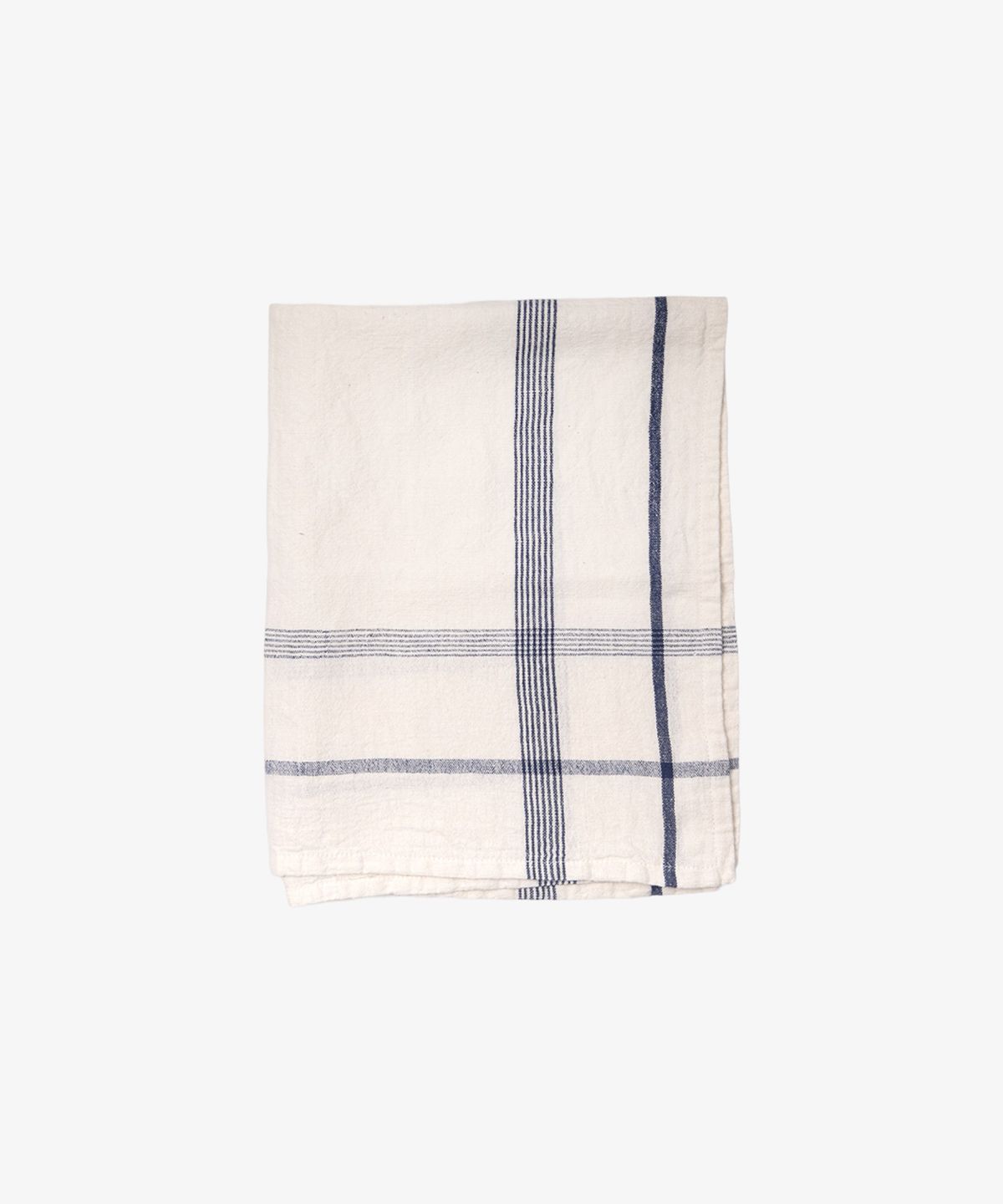 Plaid Cotton Linen Marine Blue Teatowel
