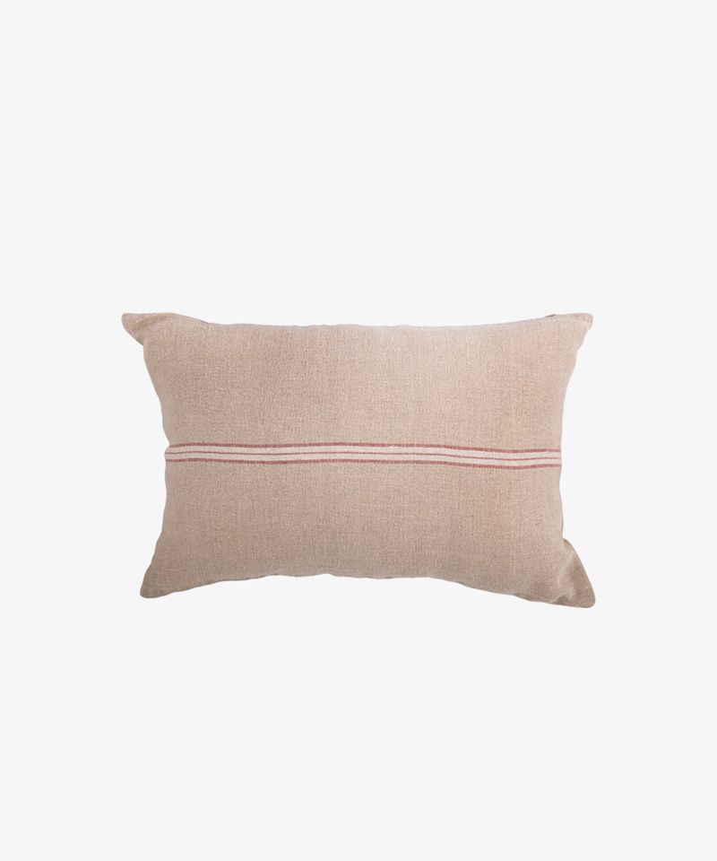 Woven Stripe Linen Cushion Cover Red