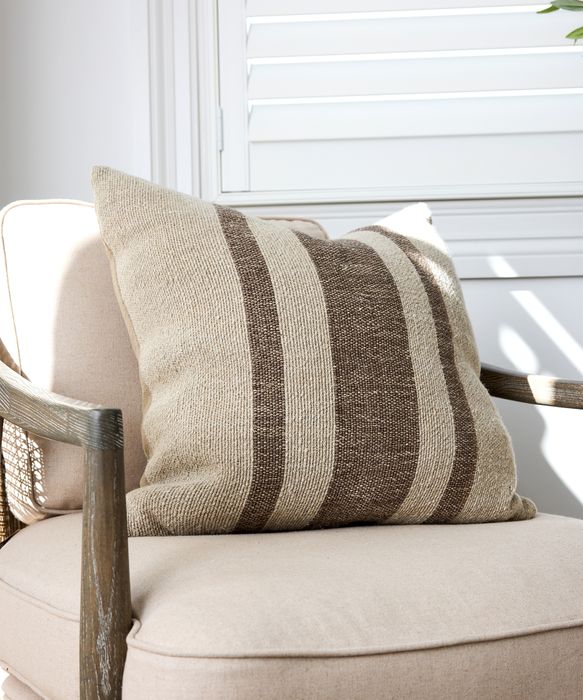 Heavy Linen Stripe Cushion Cover Olive