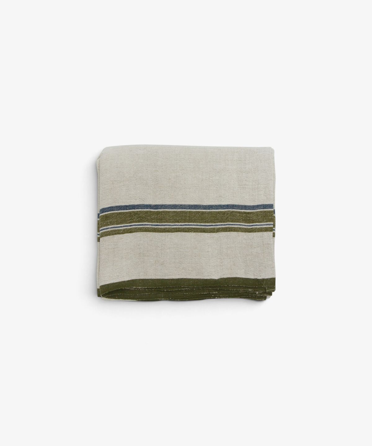 Green Selvedge Stripe Linen Tablecloth Small