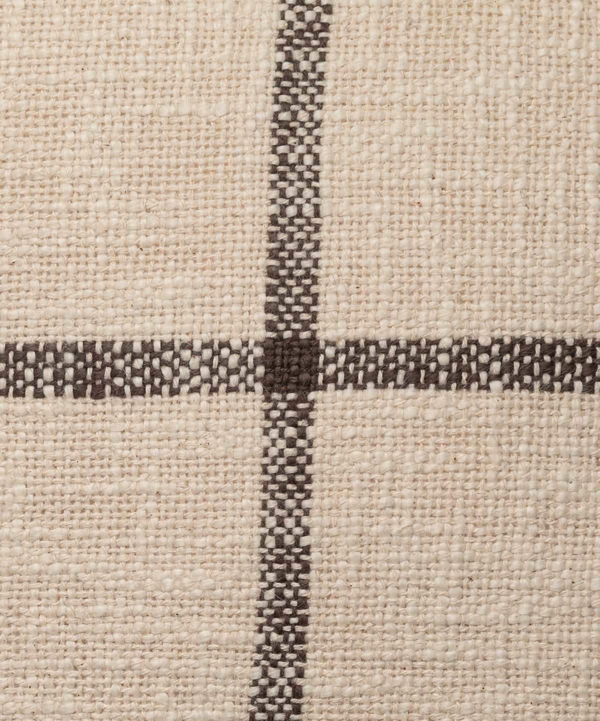 Check Cushion Cover Ivory Brown