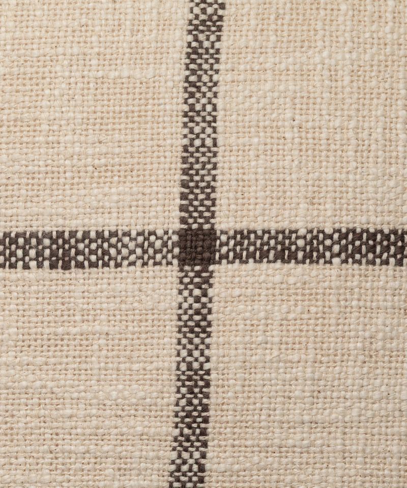 Check Cushion Cover Ivory Brown