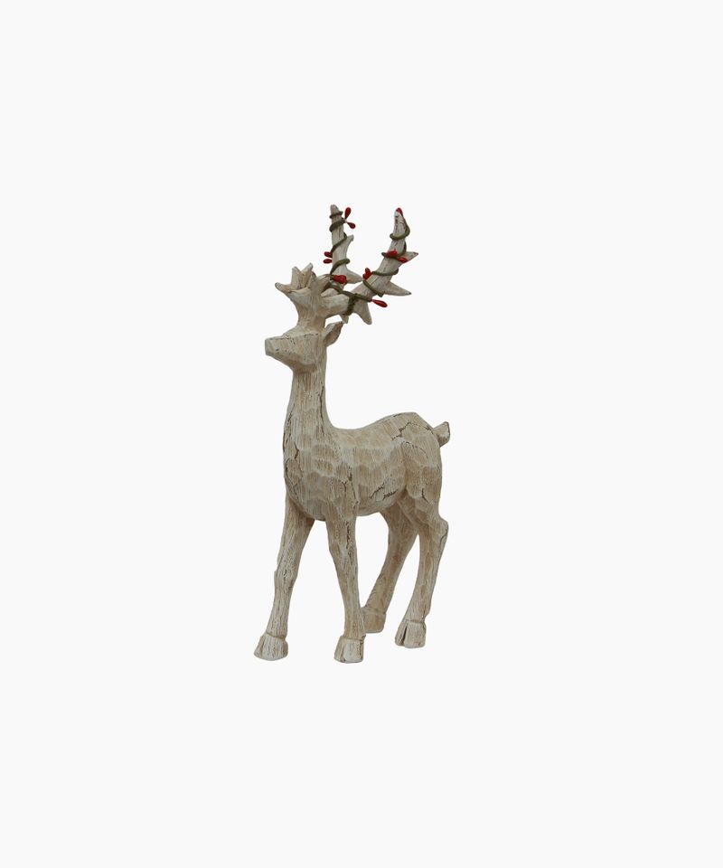 Scandi Deer with Red Beads Standing