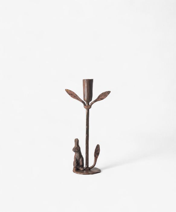 Rabbit & Leaf Candleholder Medium