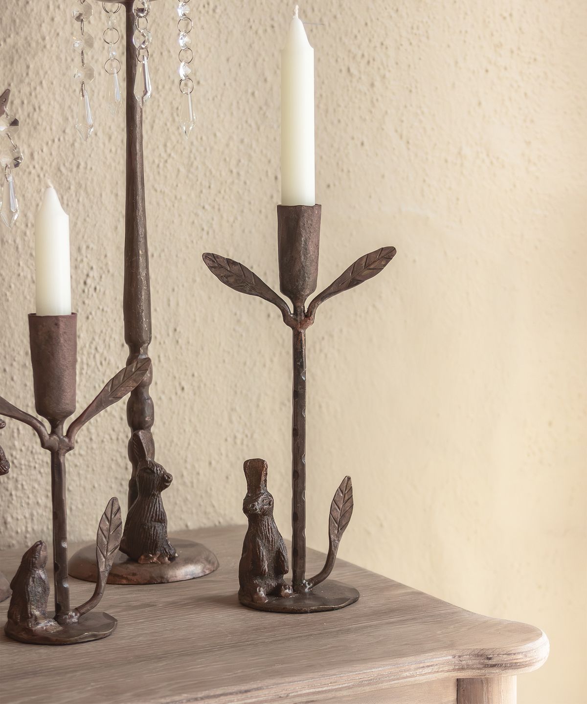 Rabbit & Leaf Candleholder Medium