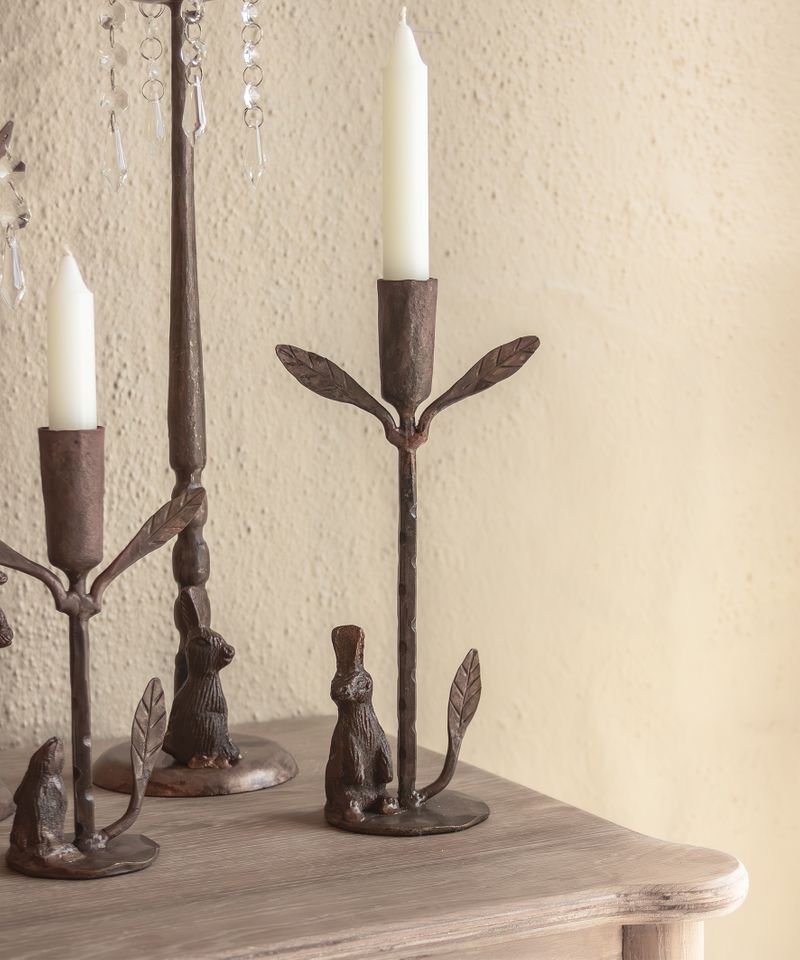 Rabbit & Leaf Candleholder Medium