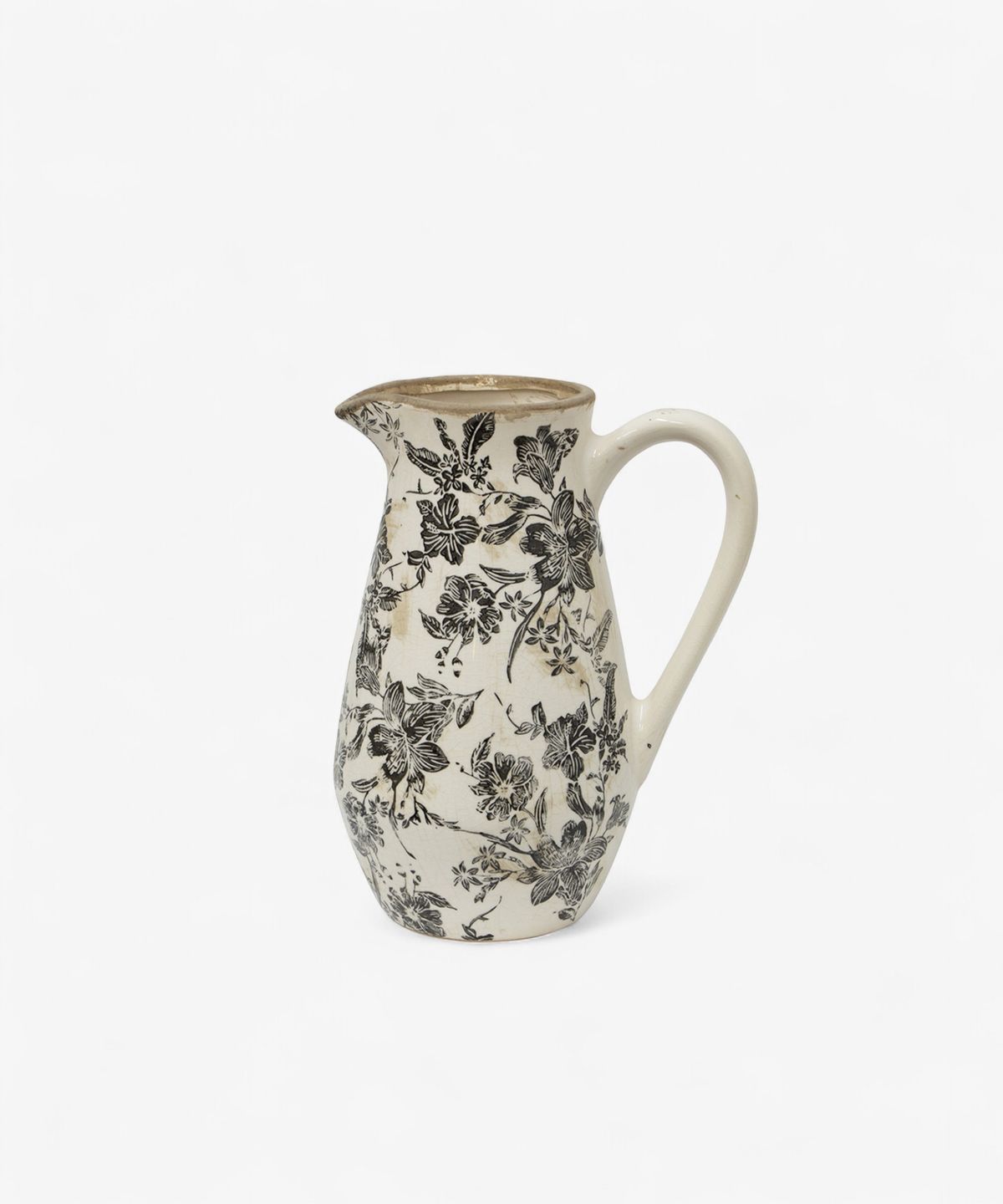 Black Floral Jug Tall