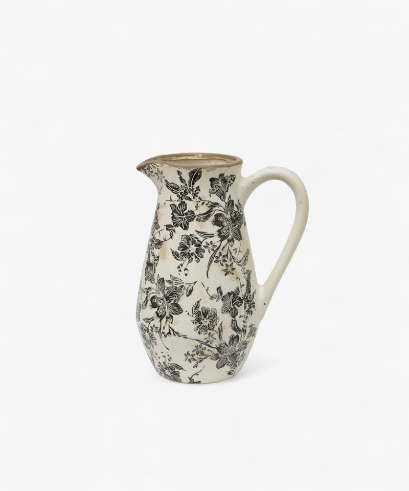 Black Floral Jug Tall