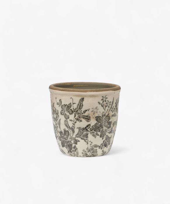 Black Floral Pot Small
