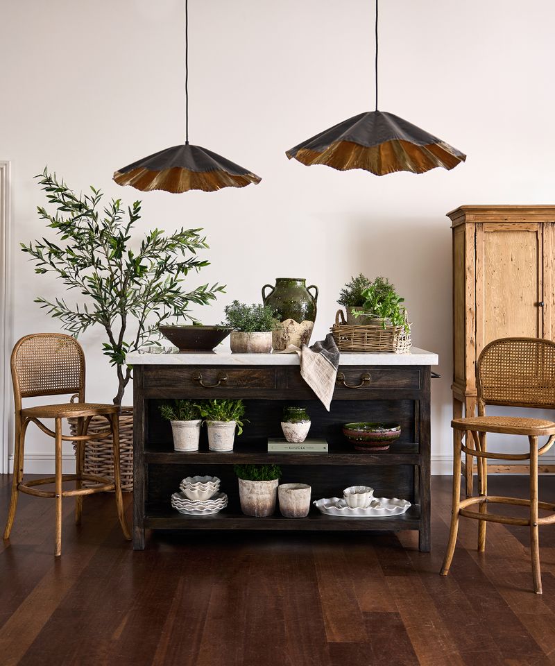 Lars Aged Black Kitchen Island Large