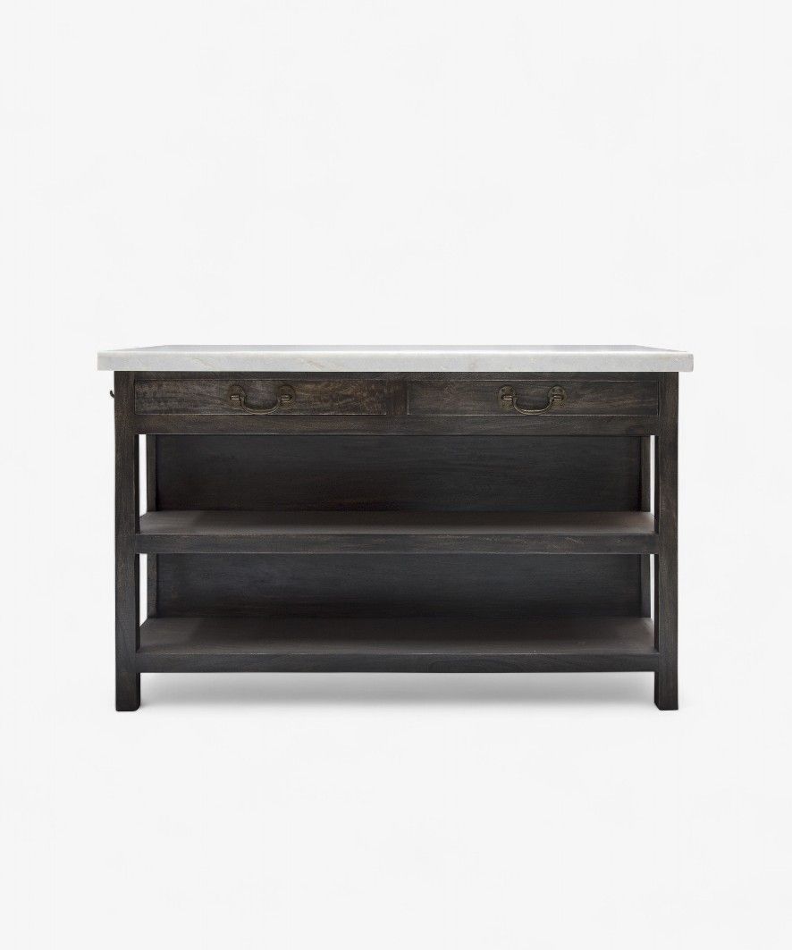 Lars Aged Black Kitchen Island Large