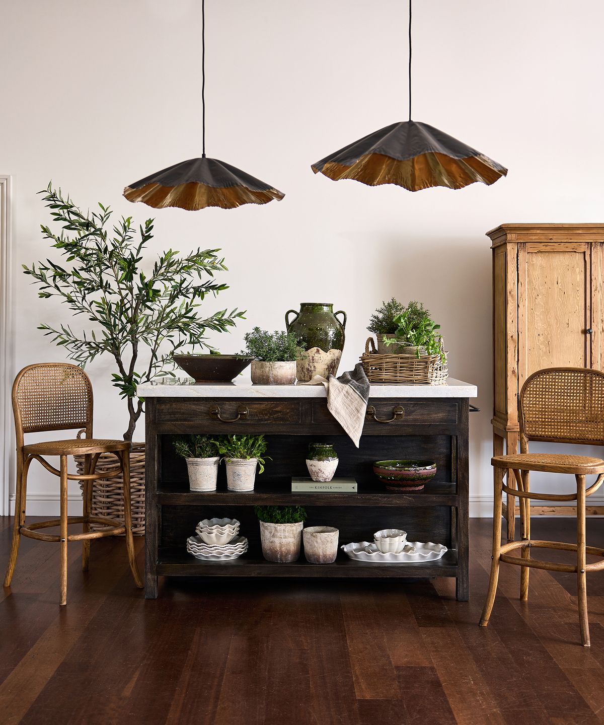 Lars Aged Black Kitchen Island Large