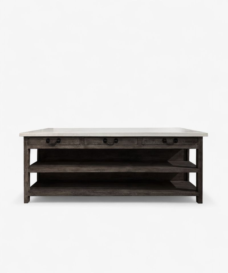 Lars Aged Black Kitchen Island X-Large