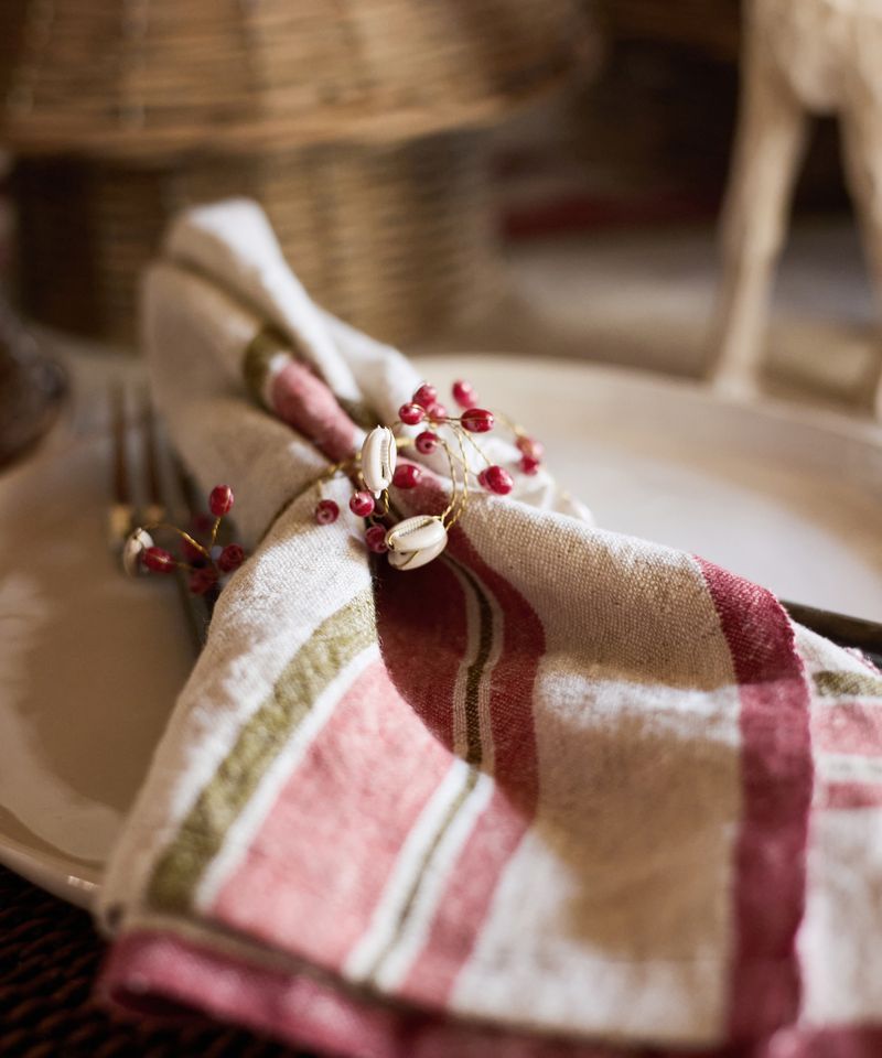 Beaded Napkin Ring Red