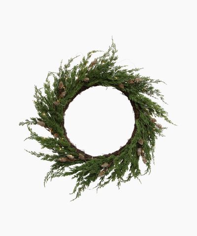 Cedar & Pinecone  Wreath with Lights 65cm