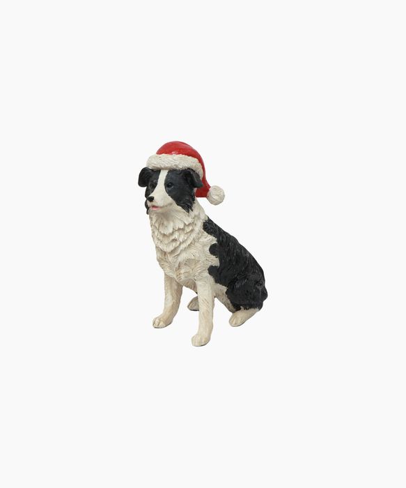 Sheep Dog with Santa Hat