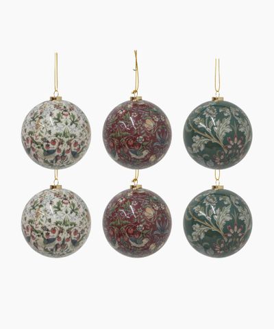 Vintage Pattern Hanging Balls Mixed Colours (6PC)