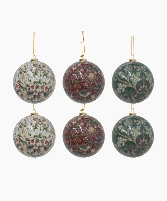 Vintage Pattern Hanging Balls Mixed Colours (6PC)