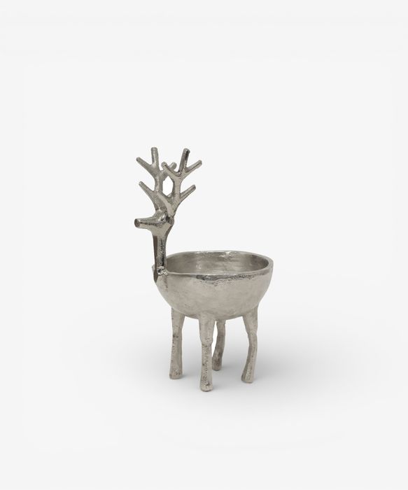 Reindeer Sweets Bowl Silver Large