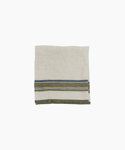 Green Selvedge Stripe Linen Napkin