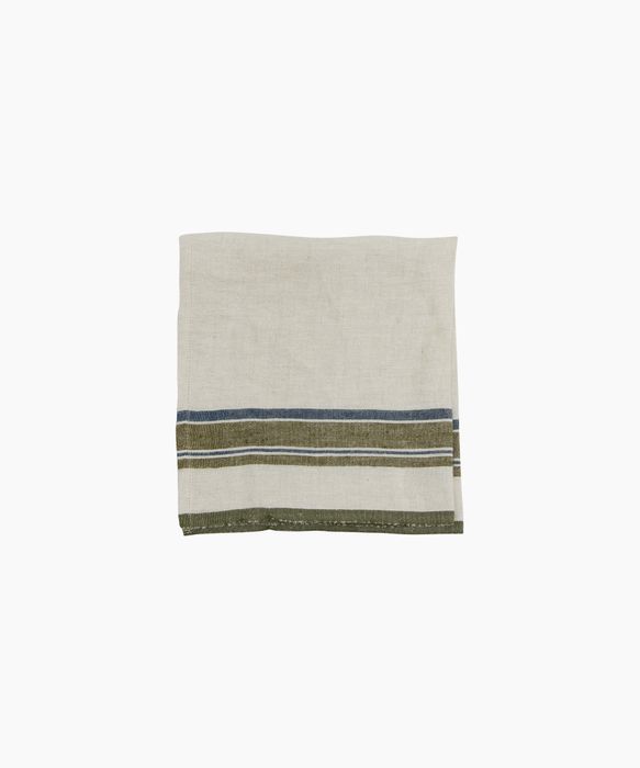 Green Selvedge Stripe Linen Napkin