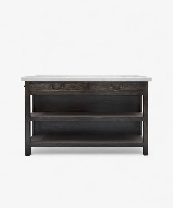 Lars Aged Black Kitchen Island Large