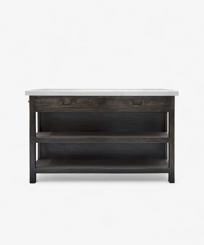 Lars Aged Black Kitchen Island Large