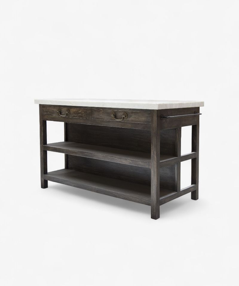 Lars Aged Black Kitchen Island Large