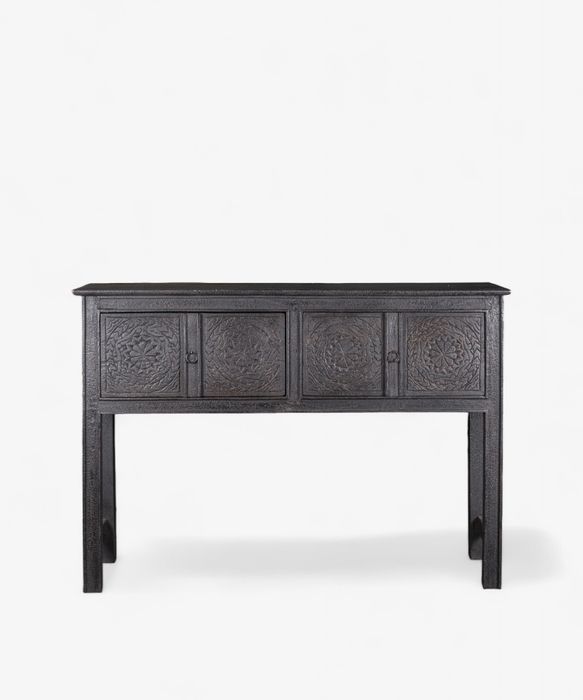 Theron Carved Wooden Console Black