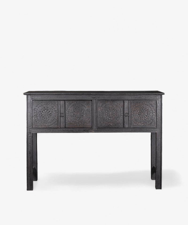 Theron Carved Wooden Console Black