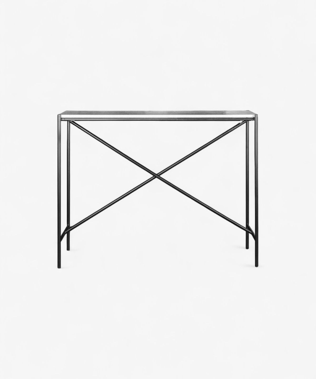 Calypso Cross Bar Iron and Marble Console