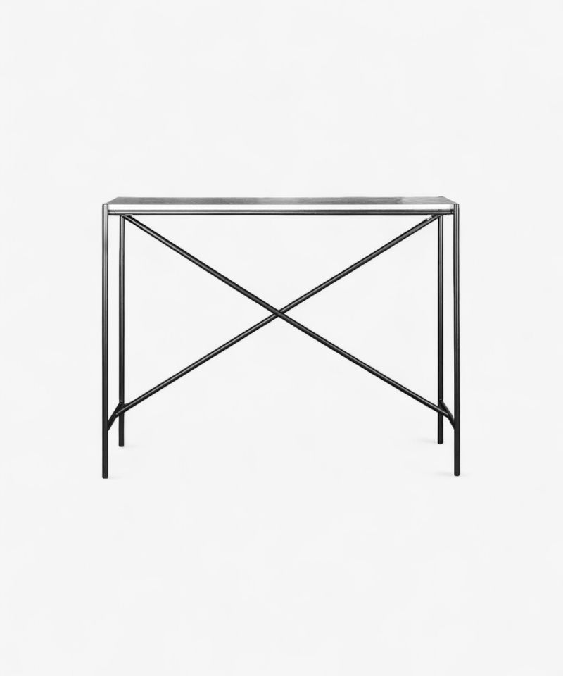 Calypso Cross Bar Iron and Marble Console