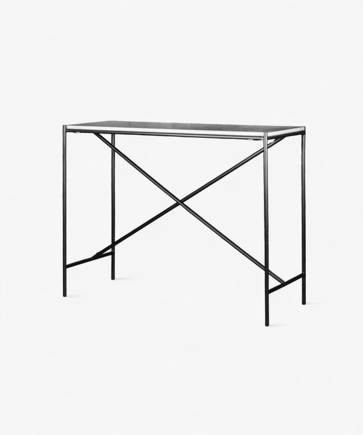 Calypso Cross Bar Iron and Marble Console