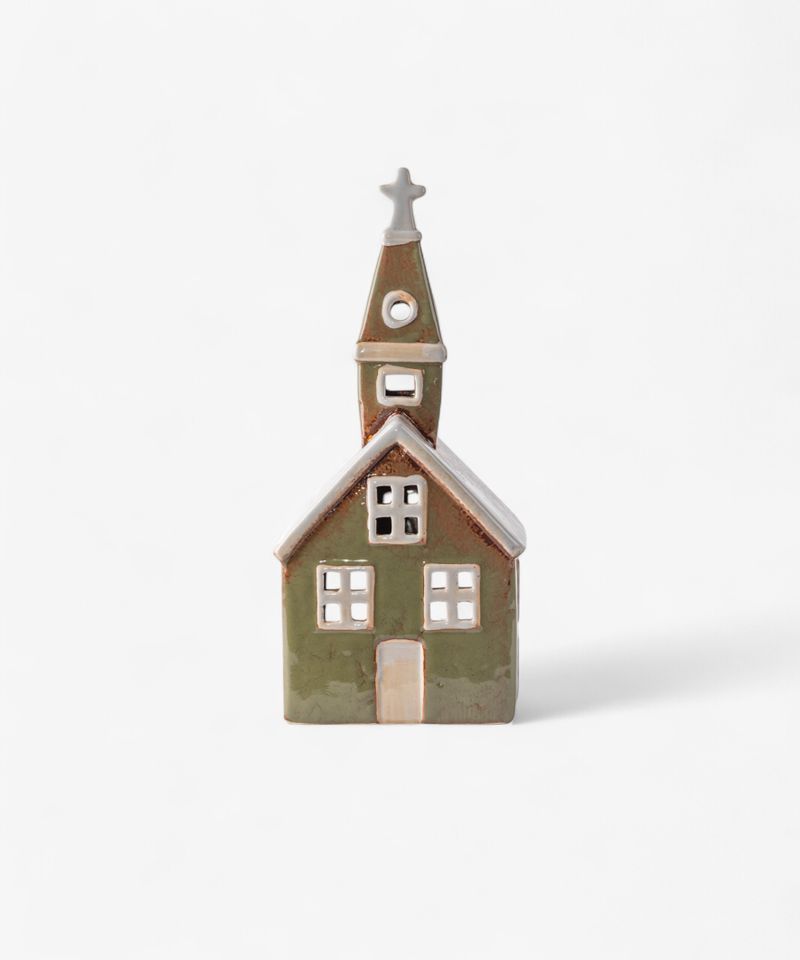 Alsace Tea Light Church Olive Green