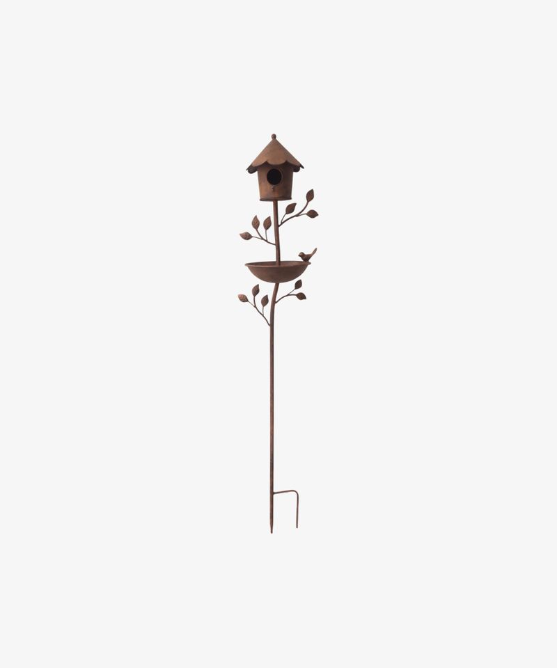 Birdhouse Garden Stake Brown