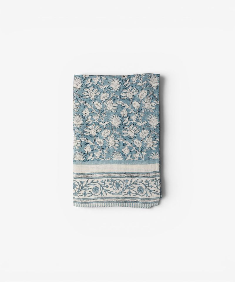 Willow Blue Linen Tablecloth Small