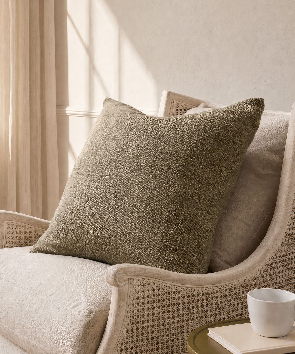 Linen Cushion Cover Olive
