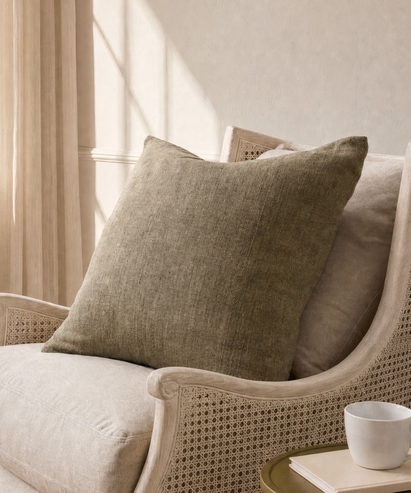 Linen Cushion Cover Olive